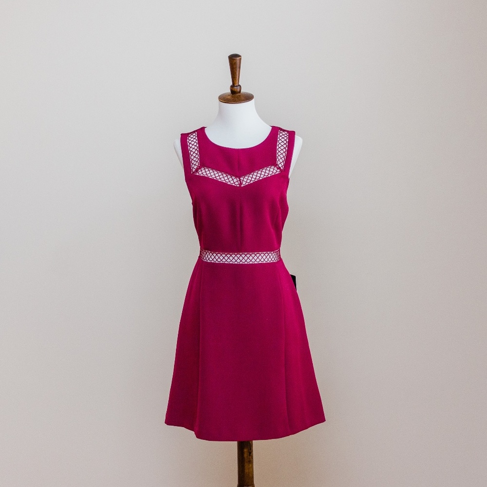 Magenta Express dress with crochet lace detail
